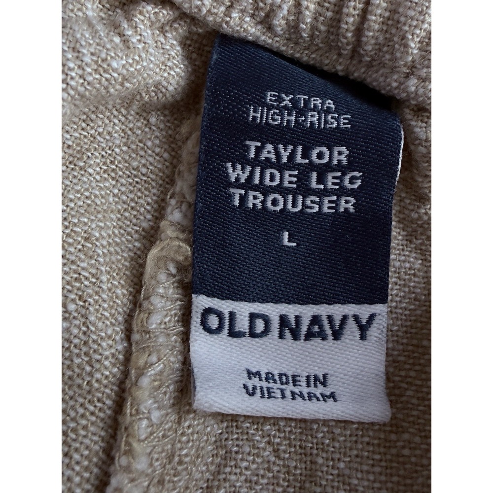 Old Navy Taylor Wide Leg Trouser Women L Extra High Rise Linen Blend Oatmeal - Picture 6 of 8